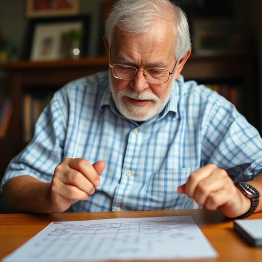 A senior man working on a crossword puzzle, engaging his mind.