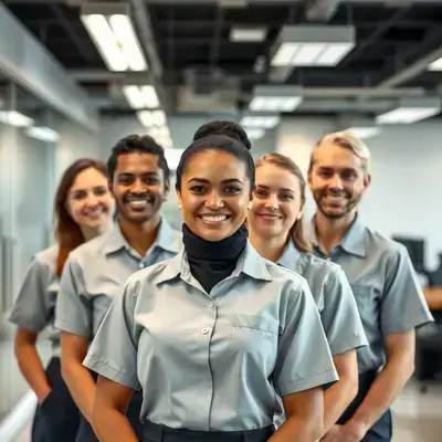 Professional cleaning team at work